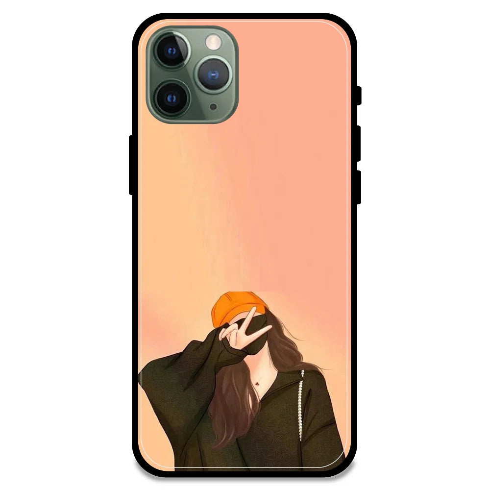 Shy Girl - Glossy Metal Silicone Case For Apple iPhone Models- Apple iPhone 11 pro