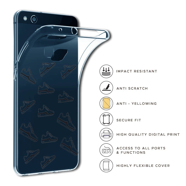 Black Sneakers - Clear Printed Silicon Case For Motorola Models infographic