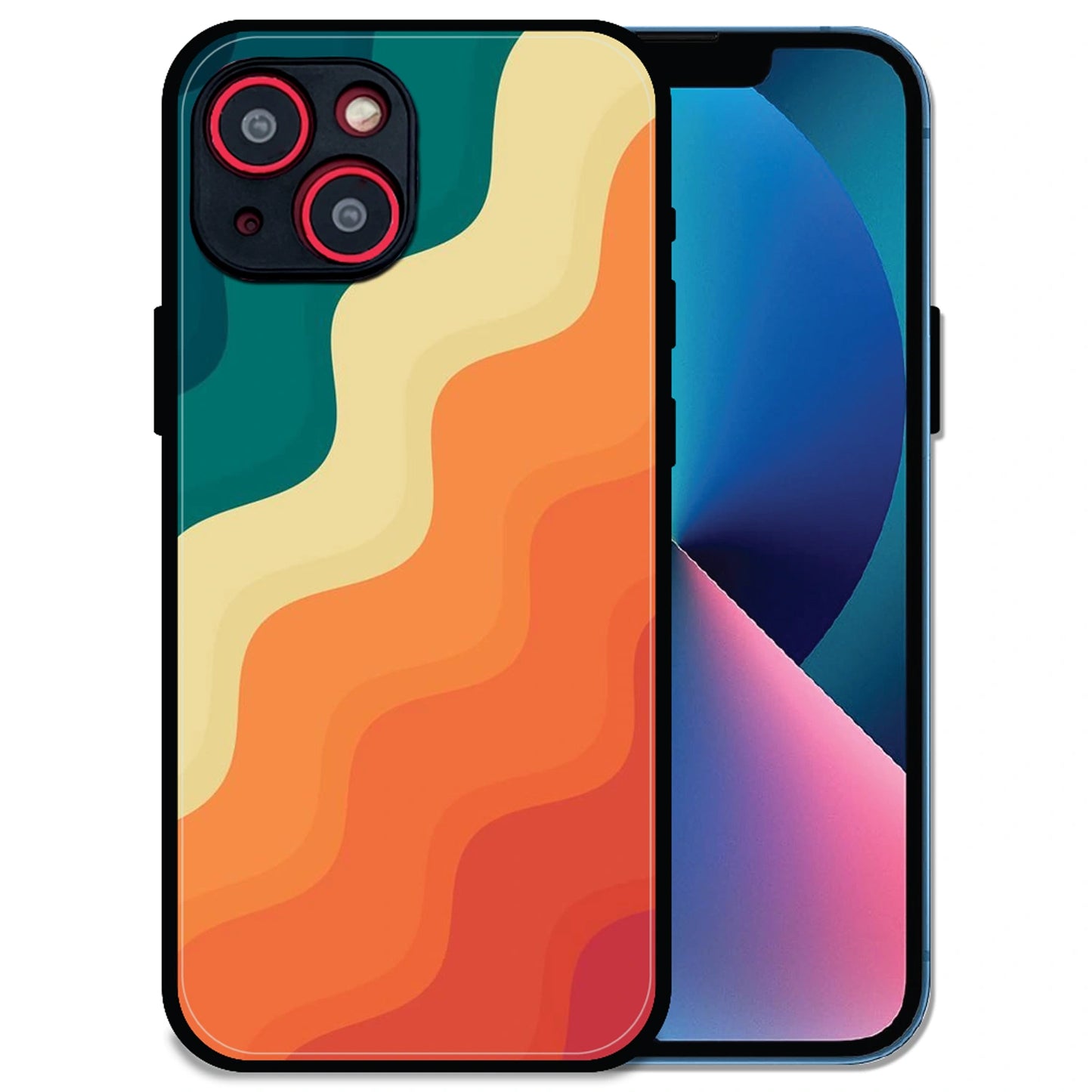 'Retro Waves - Glossy Metal Silicone Case For Apple iPhone 14