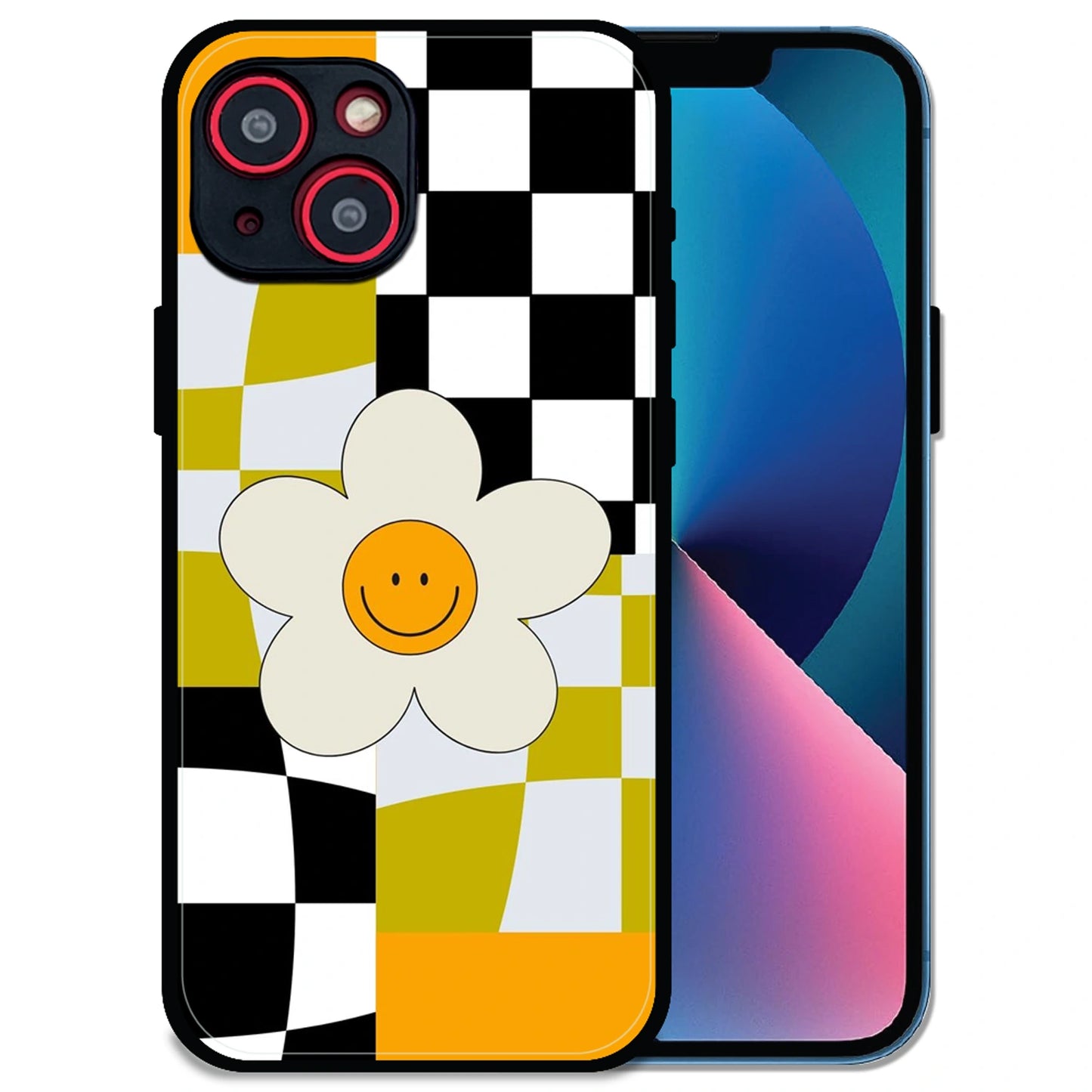 Smiley Flowe - Glossy Metal Silicone Case For Apple iPhone 14