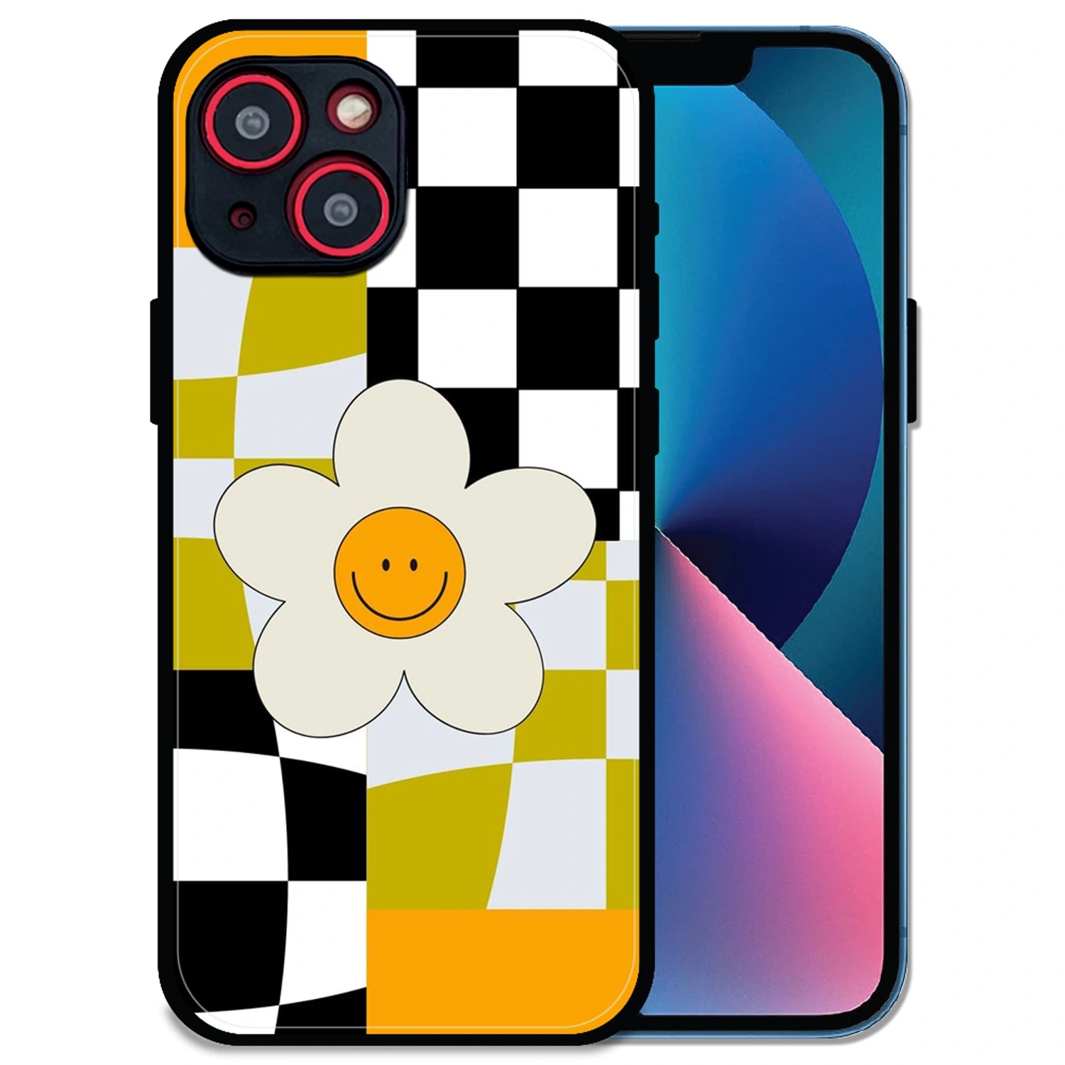 Smiley Flowe - Glossy Metal Silicone Case For Apple iPhone 14