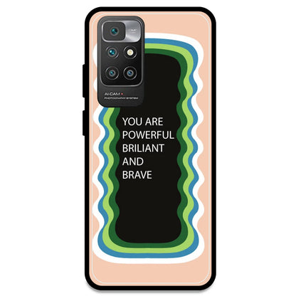'You Are Powerful, Brilliant & Brave' - Peach Armor Case For Redmi Models Redmi Note 10 Prime