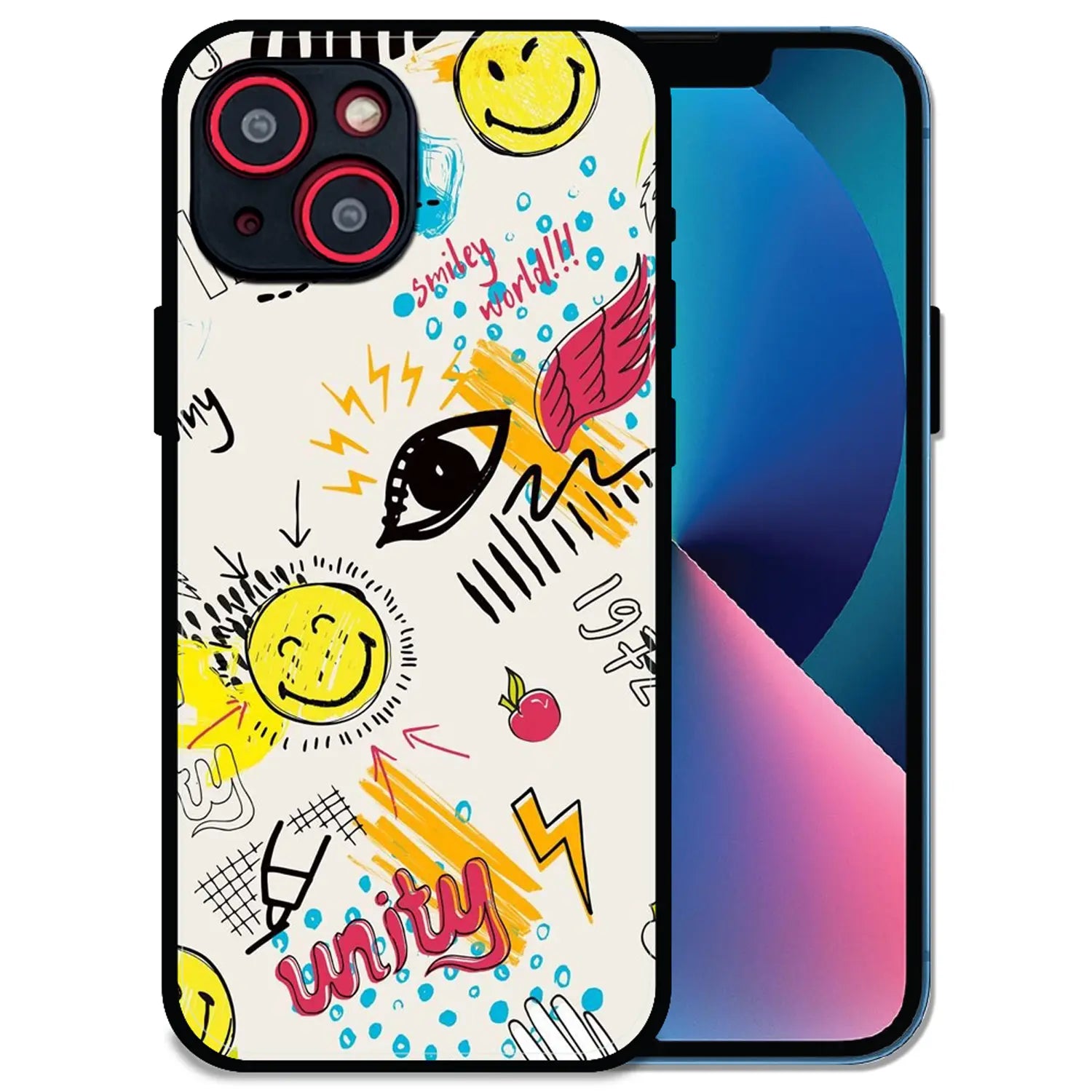 'Smiley Graffiti Pop - Glossy Metal Silicone Case For Apple iPhone 14