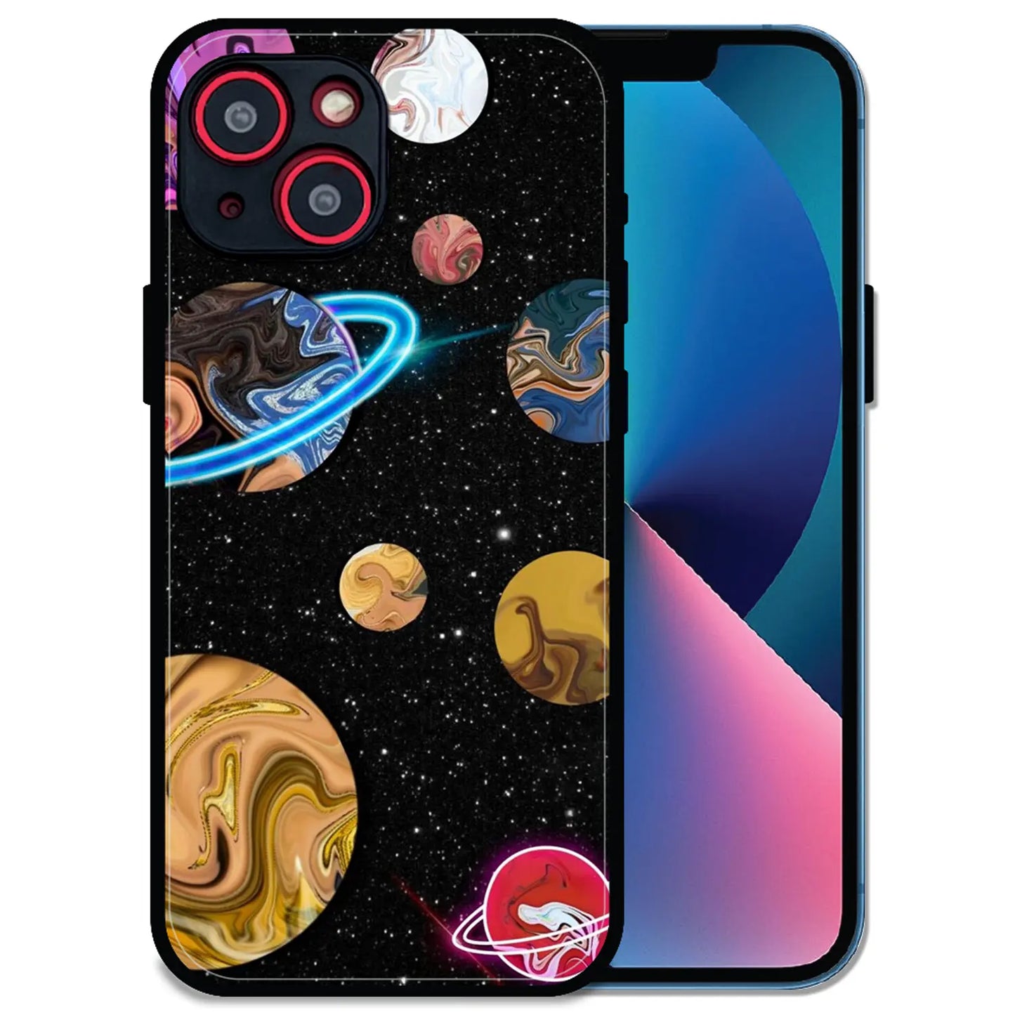 'Cosmic Swirl Galaxy - Glossy Metal Silicone Case For Apple iPhone 14