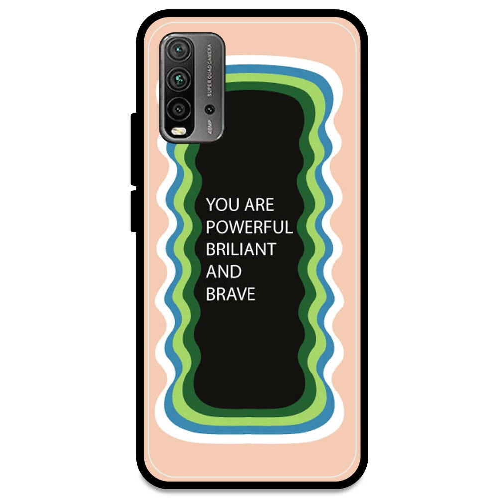 'You Are Powerful, Brilliant & Brave' - Peach Armor Case For Redmi Models Redmi Note 9 Power