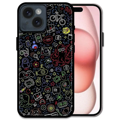 'Doodleverse Nightlife - Glossy Metal Silicone Case For Apple iPhone 15 Plus