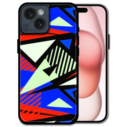 'Bold Geometric Pop - Glossy Metal Silicone Case For Apple iPhone 15 Plus