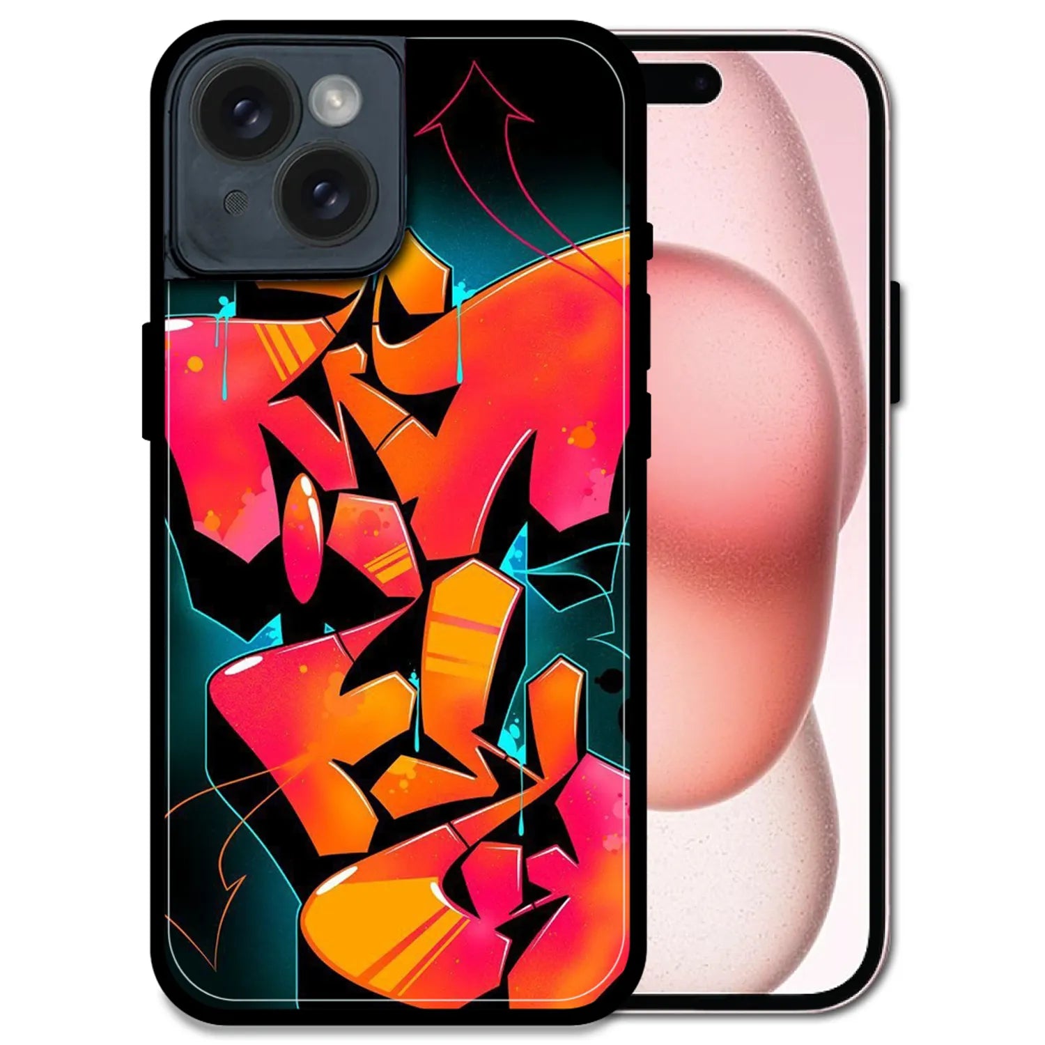 'Graffiti Fire - Glossy Metal Silicone Case For Apple iPhone 15 Plus