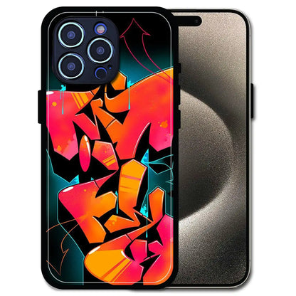 'Graffiti Fire - Glossy Metal Silicone Case For Apple iPhone 15 Pro Max