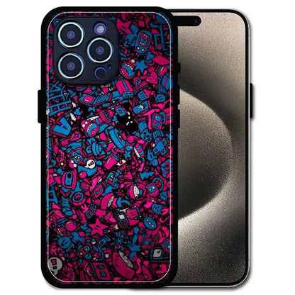 'Doodle Chaos Design - Glossy Metal Silicone Case For Apple iPhone 15 Pro Max