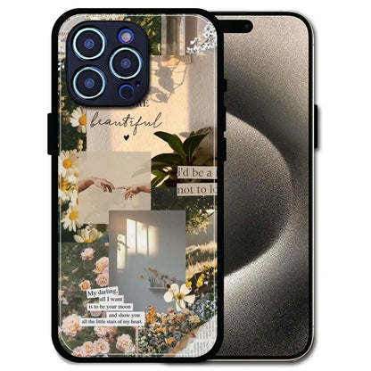 'Floral Aesthetic Collage - Glossy Metal Silicone Case For Apple iPhone 15 Pro Max