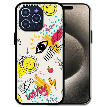 'Smiley Graffiti Pop - Glossy Metal Silicone Case For Apple iPhone 15 Pro Max