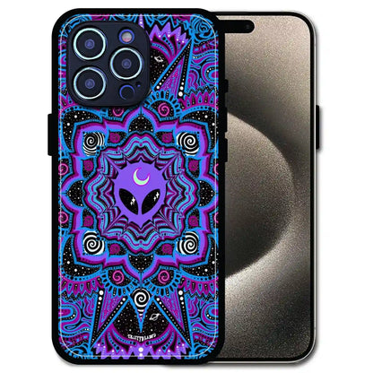 'Alien Mandala Design - Glossy Metal Silicone Case For Apple iPhone 15 Pro Max