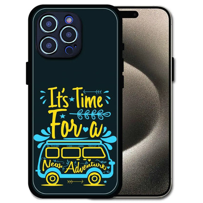 'Adventure Awaits - Glossy Metal Silicone Case For Apple iPhone 15 Pro Max