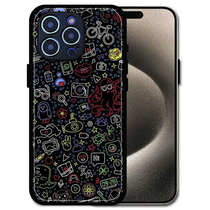 'Doodleverse Nightlife - Glossy Metal Silicone Case For Apple iPhone 15 Pro Max