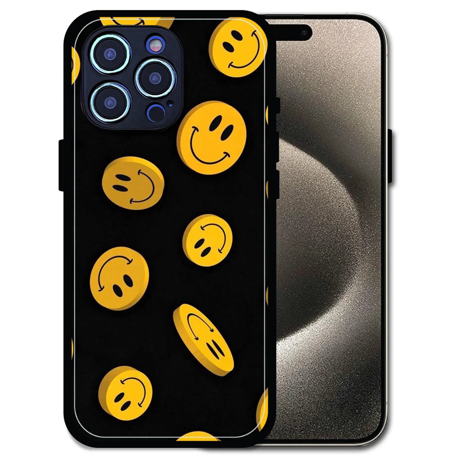 'Bold Smileys - Glossy Metal Silicone Case For Apple iPhone 15 Pro Max
