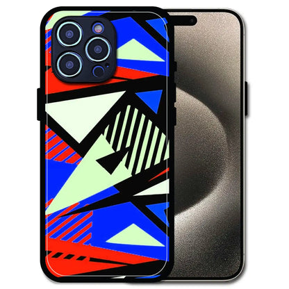 'Bold Geometric Pop - Glossy Metal Silicone Case For Apple iPhone 15 Pro Max