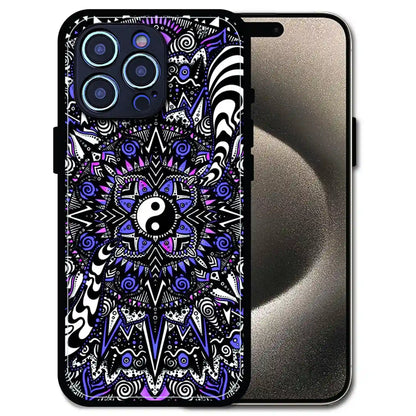 'Yin-Yang Mandala Design - Glossy Metal Silicone Case For Apple iPhone 15 Pro Max