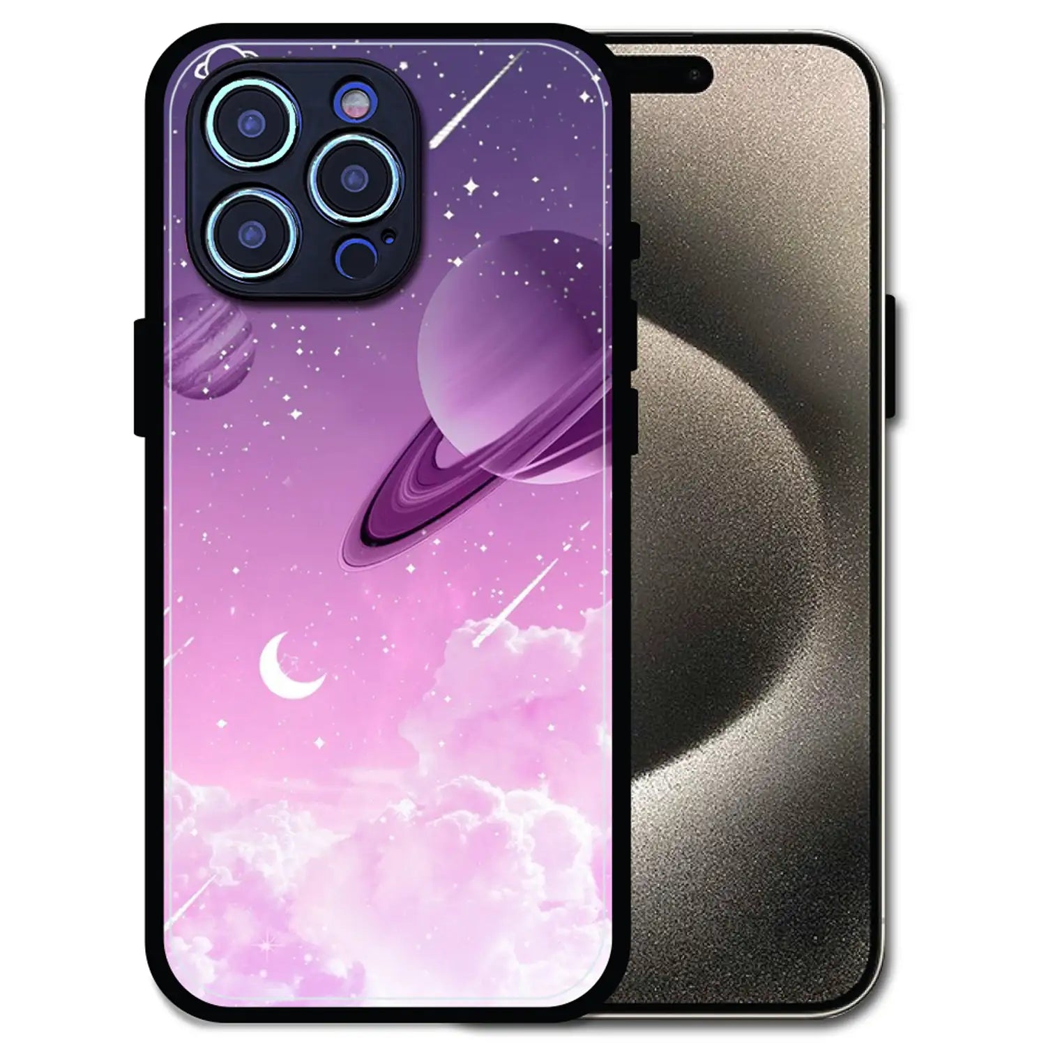 'Pastel Galaxy Design - Glossy Metal Silicone Case For Apple iPhone 15 Pro Max