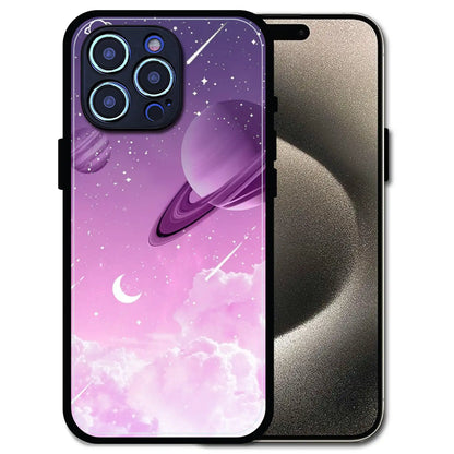 'Pastel Galaxy Design - Glossy Metal Silicone Case For Apple iPhone 15 Pro Max