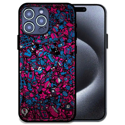'Doodle Chaos Design - Glossy Metal Silicone Case For Apple iPhone 15 Pro