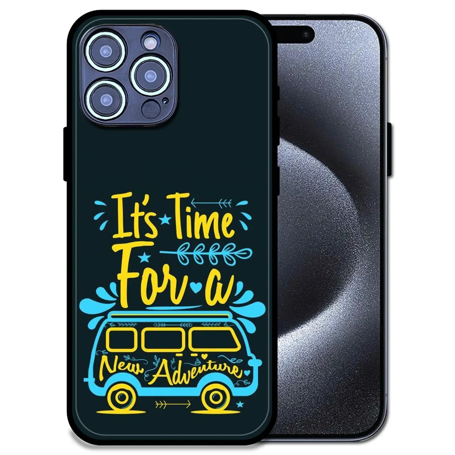 'Adventure Awaits - Glossy Metal Silicone Case For Apple iPhone 15 Pro