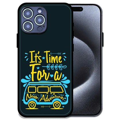 'Adventure Awaits - Glossy Metal Silicone Case For Apple iPhone 15 Pro