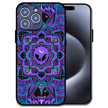 'Alien Mandala Design - Glossy Metal Silicone Case For Apple iPhone 15 Pro