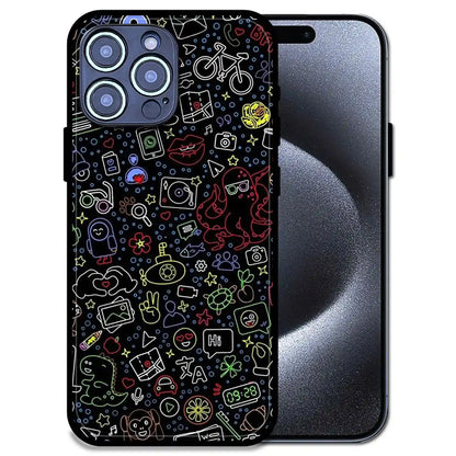 'Doodleverse Nightlife - Glossy Metal Silicone Case For Apple iPhone 15 Pro