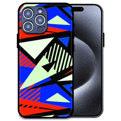 'Bold Geometric Pop - Glossy Metal Silicone Case For Apple iPhone 15 Pro