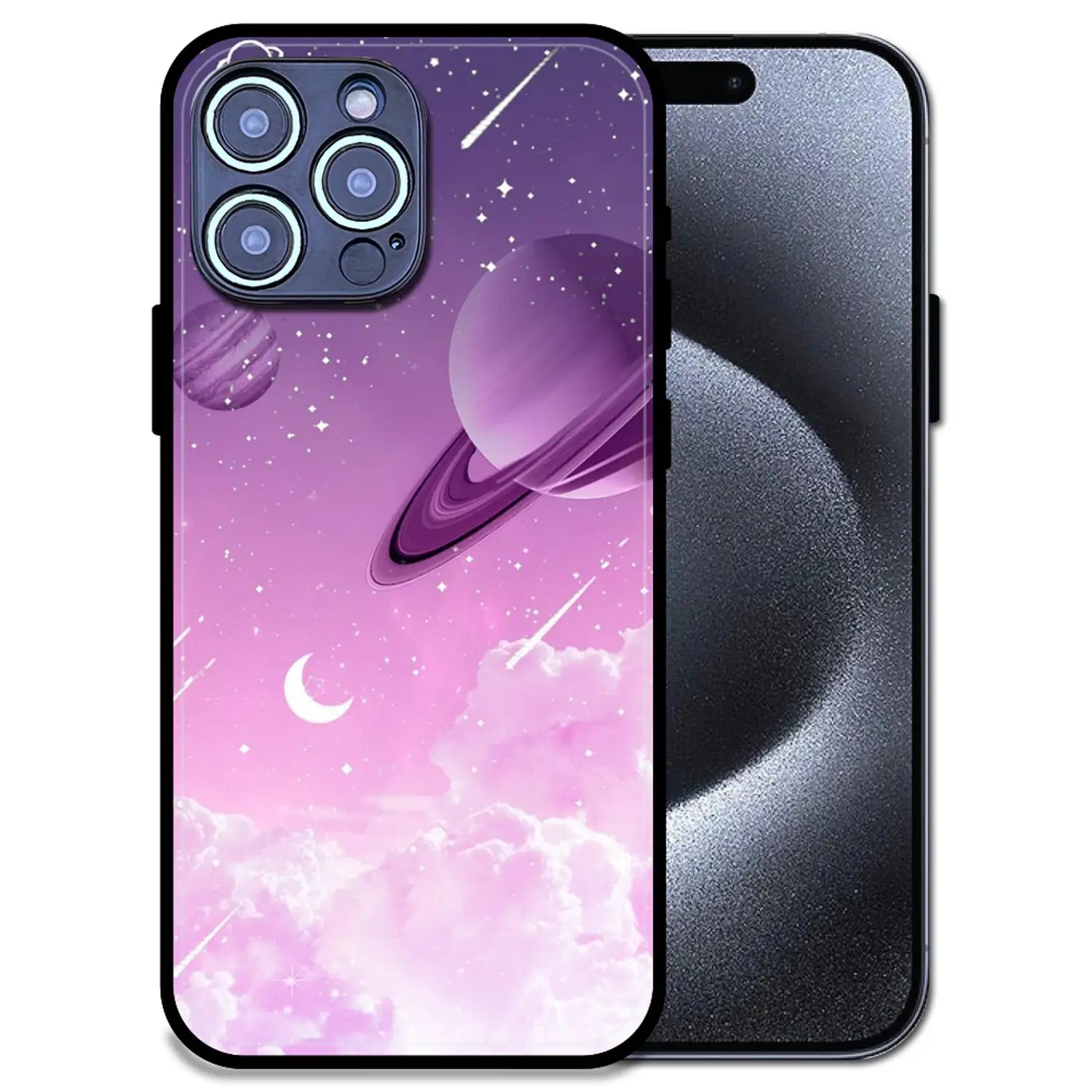'Pastel Galaxy Design - Glossy Metal Silicone Case For Apple iPhone 15 Pro