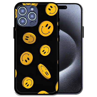 'Bold Smileys - Glossy Metal Silicone Case For Apple iPhone 15 Pro