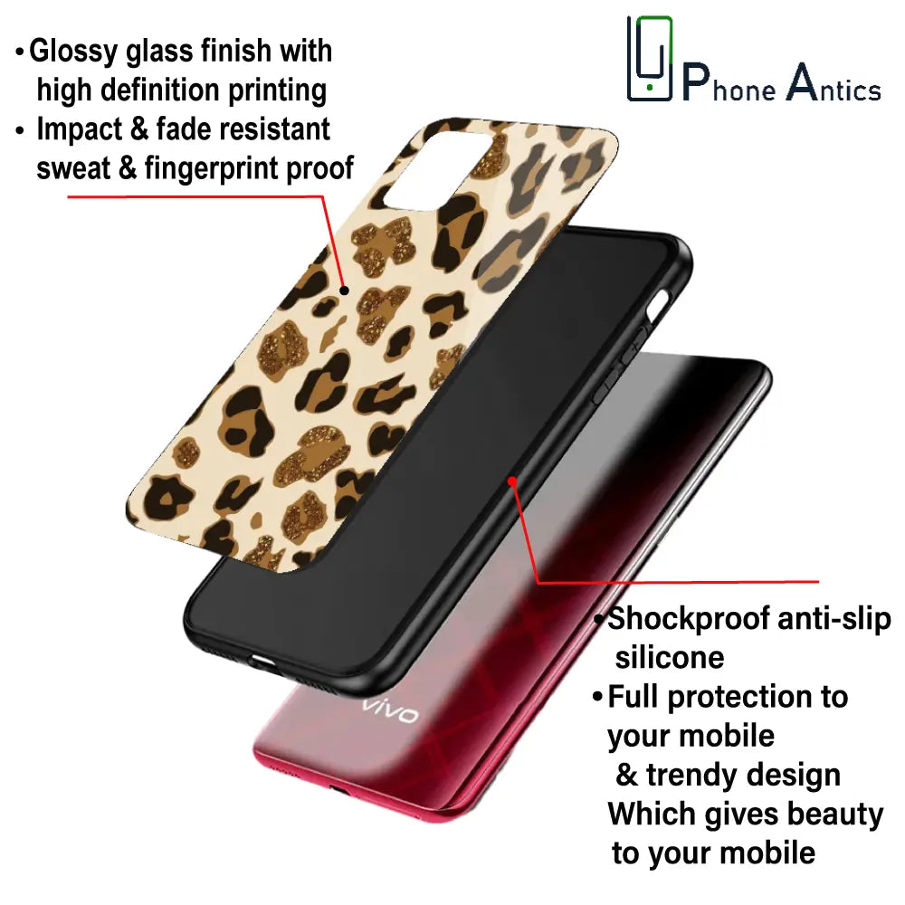 'Leopard Glitter Print - Glass Case For Apple iPhone Infographic