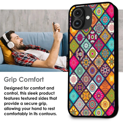Boho Mosaic Tiles - Glossy Metal Silicone Case For Apple iPhone Infographic
