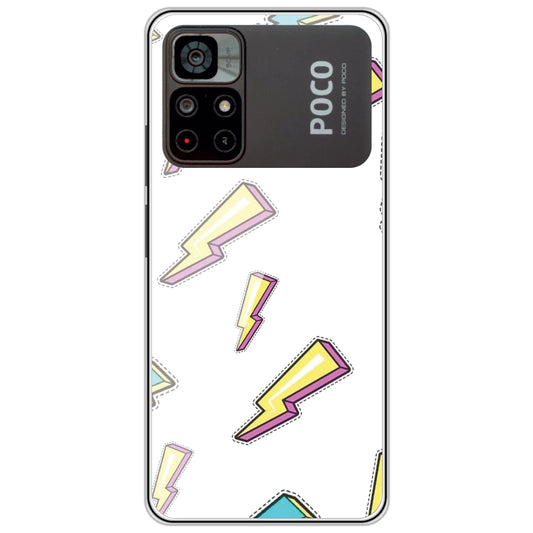 Lighting Bolts - Clear Printed Silicone Case For Poco Models