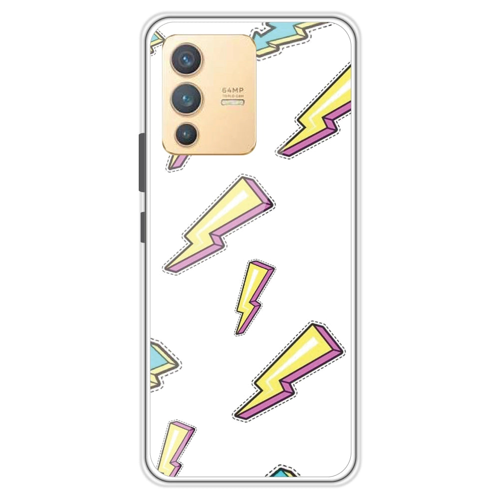 Lighting Bolts - Clear Printed Case For Vivo Models