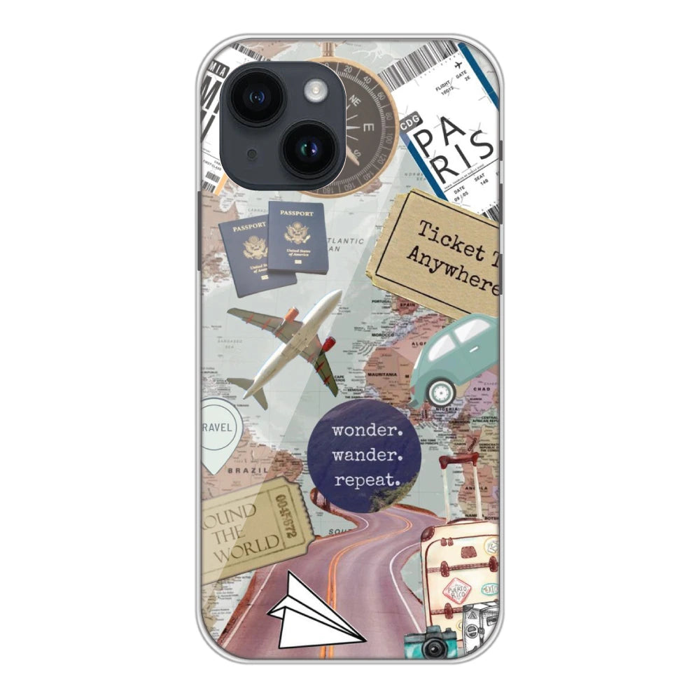 Travel Collage - Printed Silicone Case For Apple iPhone Models Apple iPhone 13 and 14