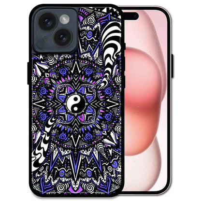 'Yin-Yang Mandala Design - Glossy Metal Silicone Case For Apple iPhone 15