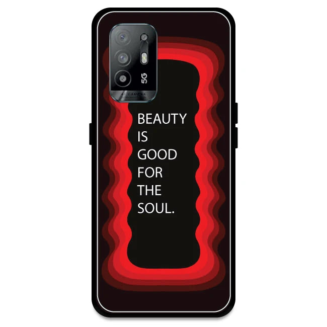 'Beauty Is Good For The Soul' - Red Armor Case For Oppo Models Oppo A94 5G