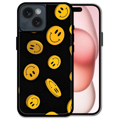 'Bold Smileys - Glossy Metal Silicone Case For Apple iPhone 15
