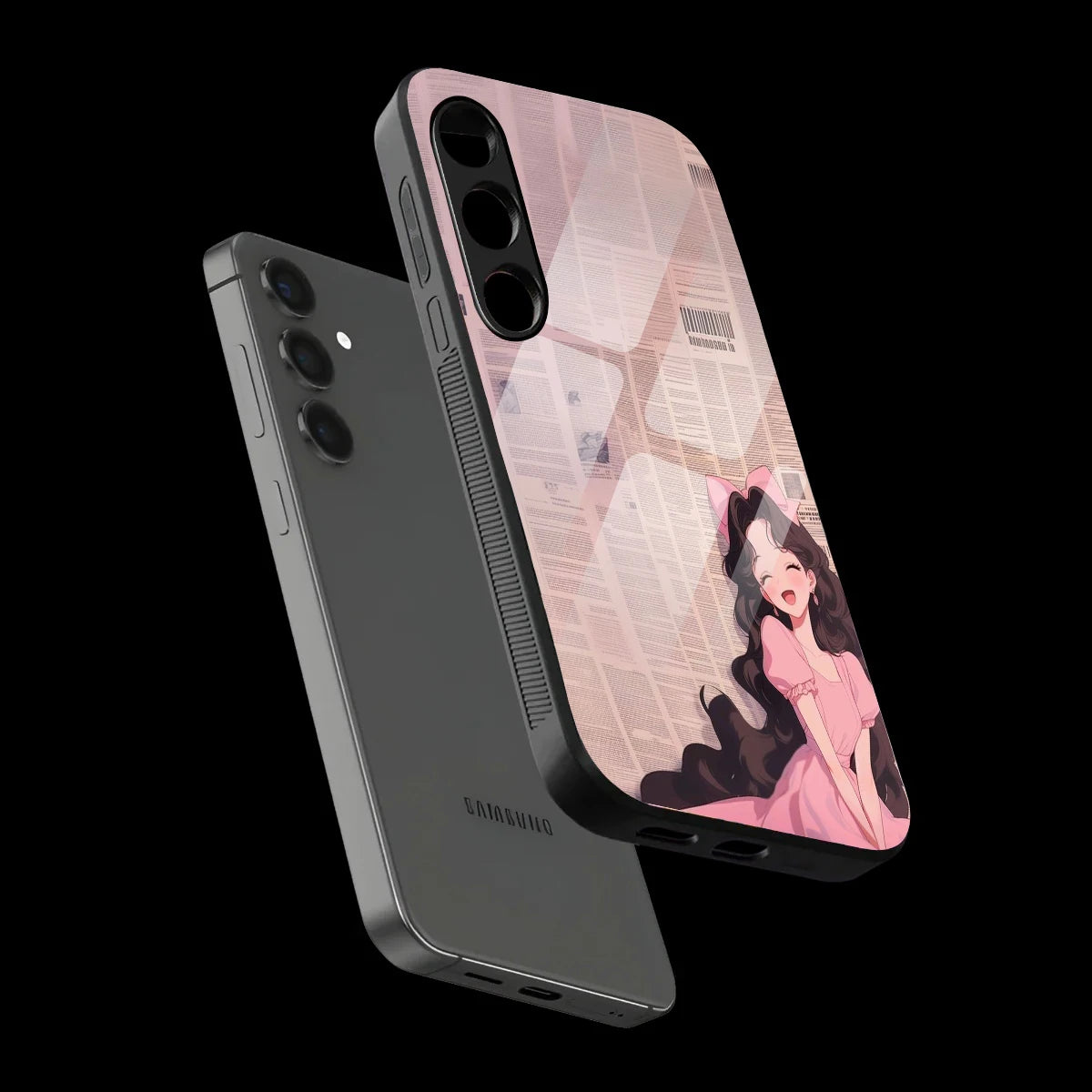 Cute Pink Anime Girl - Glass Case For Samsung Galaxy Infographic