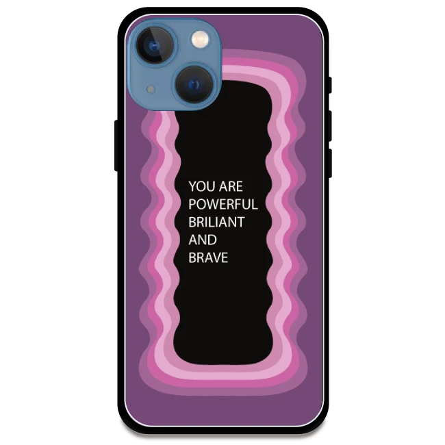 'You Are Powerful, Brilliant & Brave' Pink - Glossy Metal Silicone Case For Apple iPhone Models apple iphone 13 mini