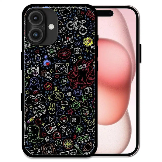 'Doodleverse Nightlife - Glossy Metal Silicone Case For Apple iPhone 16 Plus