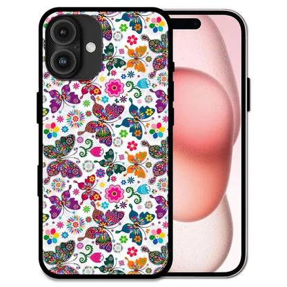 'Whimsical Butterflies Garden - Glossy Metal Silicone Case For Apple iPhone 16 Plus