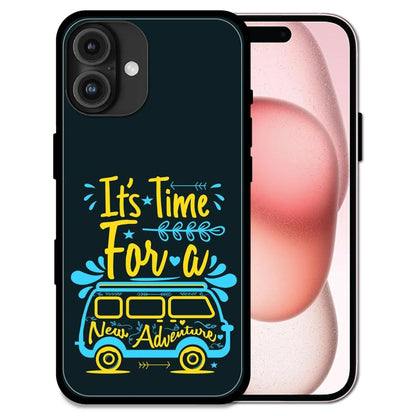 'Adventure Awaits - Glossy Metal Silicone Case For Apple iPhone 16 Plus