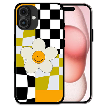 Smiley Flower - Glossy Metal Silicone Case For Apple iPhone 16 Plus