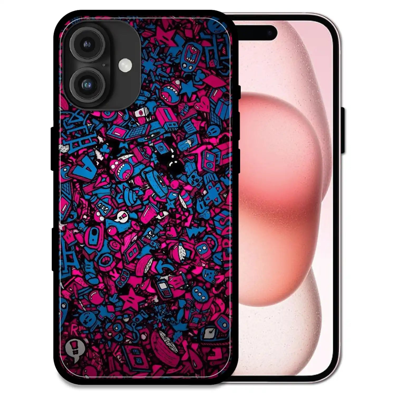 'Doodle Chaos Design - Glossy Metal Silicone Case For Apple iPhone 16 Plus