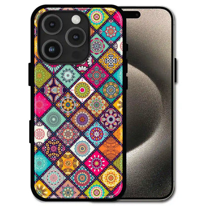 'Boho Mosaic Tiles - Glossy Metal Silicone Case For Apple iPhone 16 Pro Max