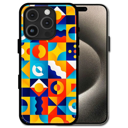 'Retro Pop Geometry - Glossy Metal Silicone Case For Apple iPhone 16 Pro Max