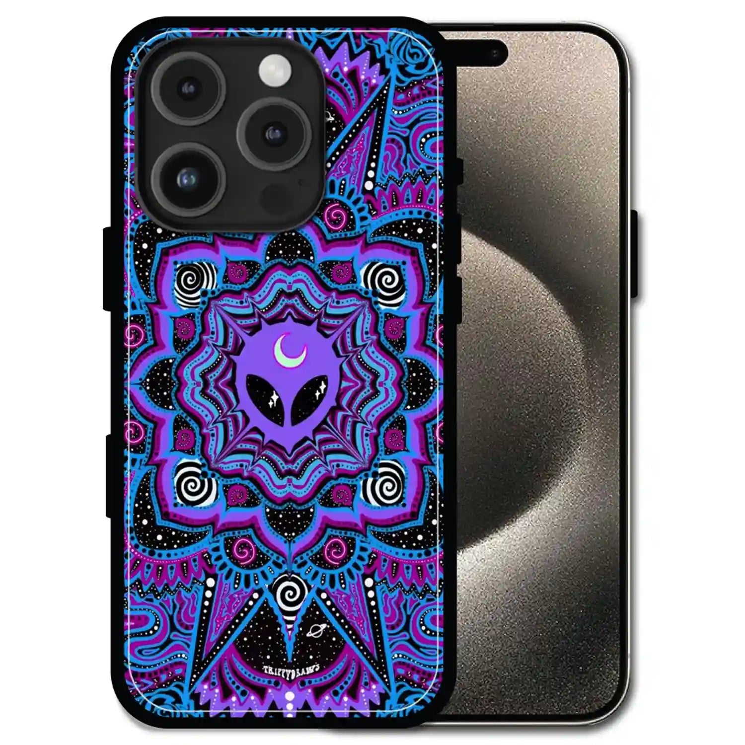 'Alien Mandala Design - Glossy Metal Silicone Case For Apple iPhone 16 Pro Max